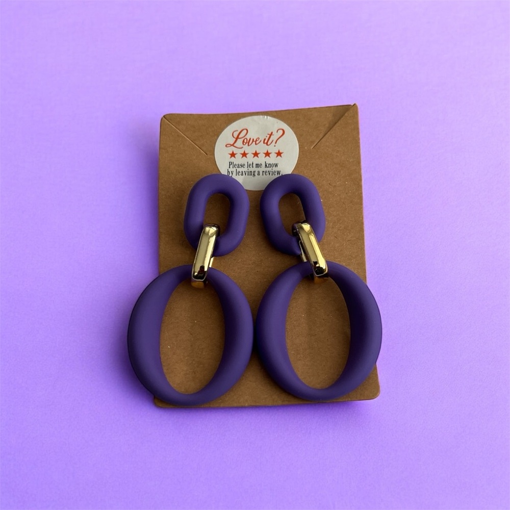 Elegant Purple Double Hoop Fashion Earrings - Picture 3 of 6